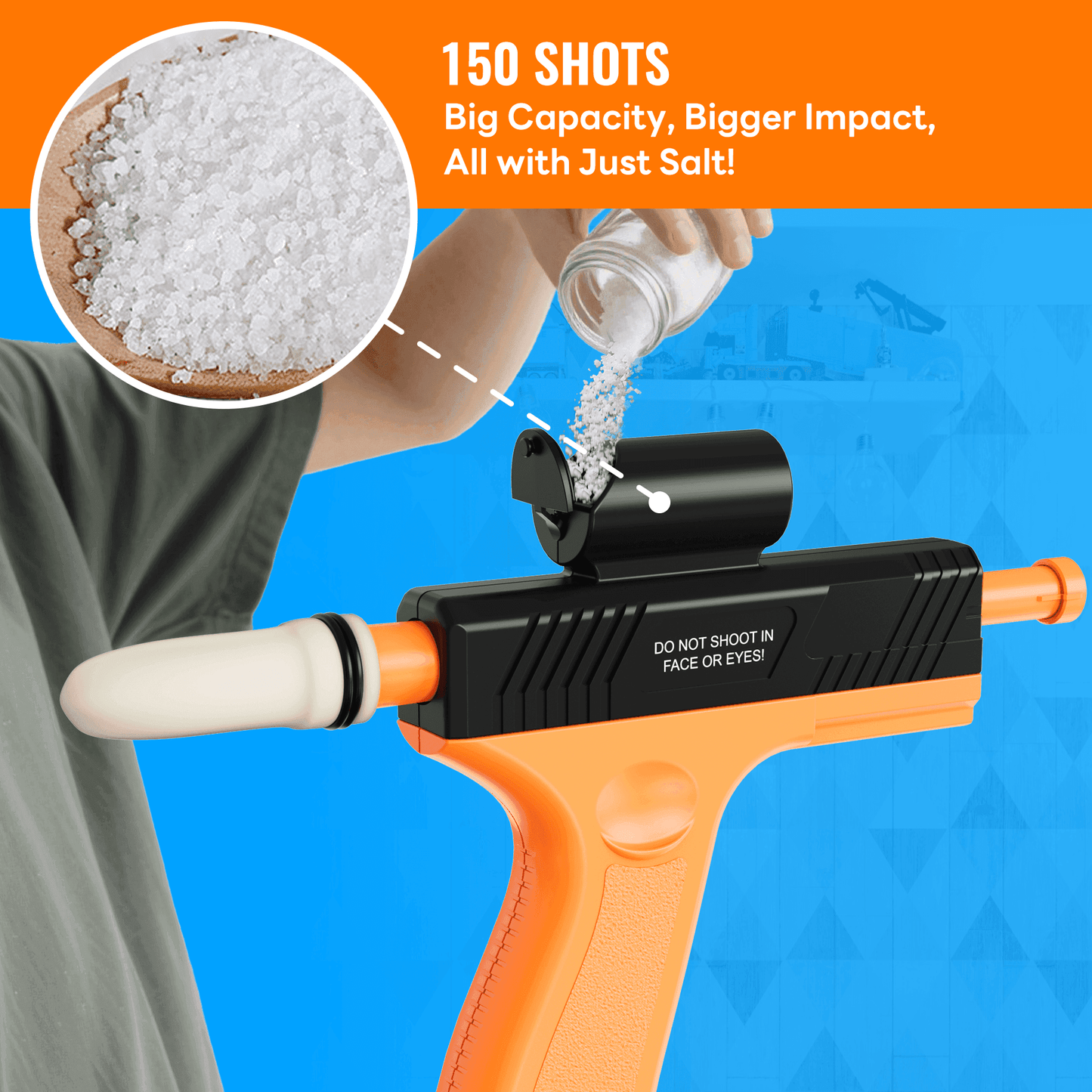 Mosalogic Bug Salt Gun Fly Killer - 150 Shots, Non-Toxic, Effective Solution - mosalogic