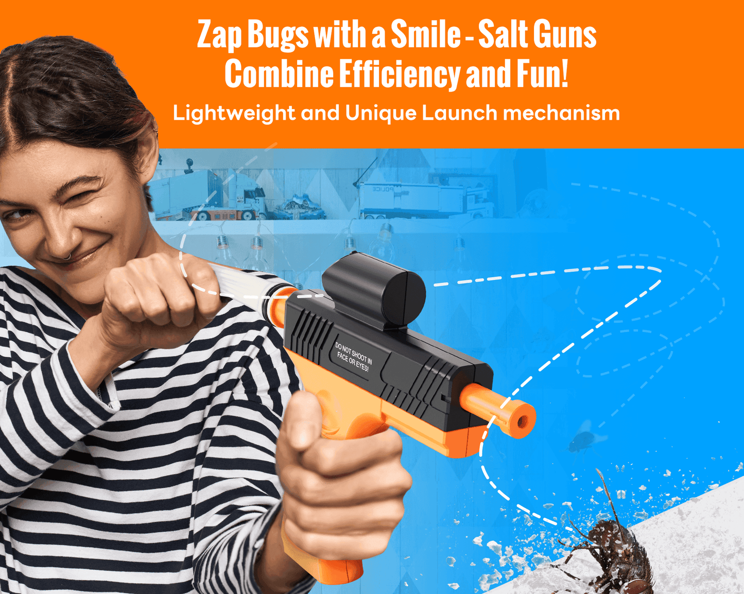 Mosalogic Bug Salt Gun Fly Killer - 150 Shots, Non-Toxic, Effective Solution - mosalogic