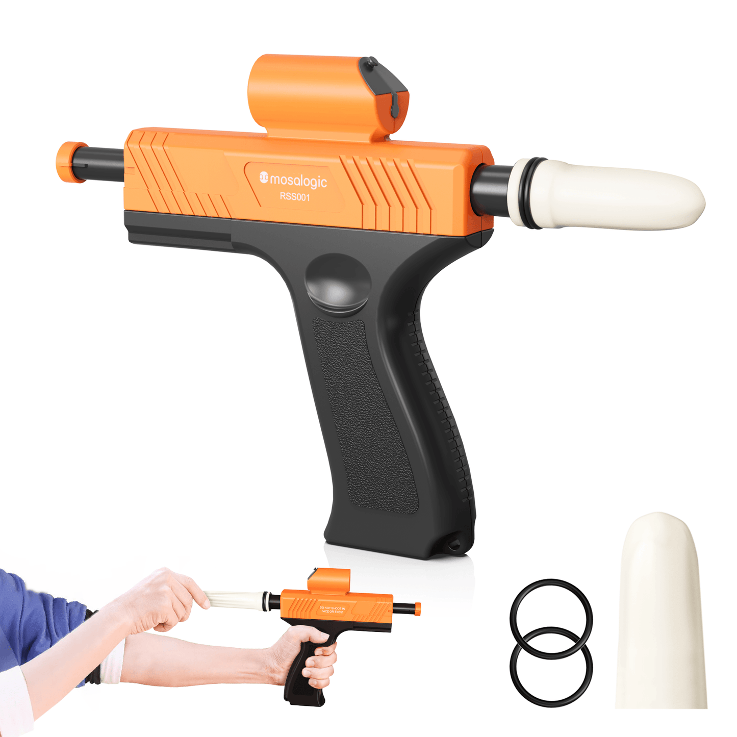 Salt Gun Fly Killer - 150 Shots Non-Toxic | Mosalogic Orange Black Pest Control mosalogic The_components_included_in_the_salt_gun
