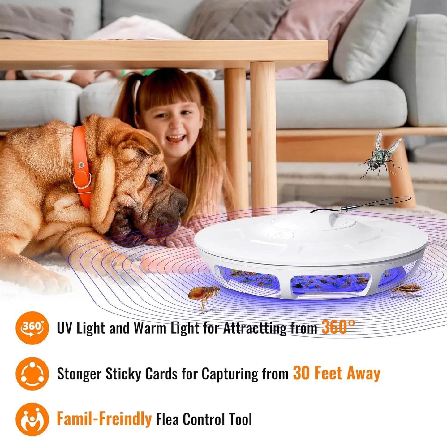 Mosalogic Flea Trap - 5 Modes UV LED Indoor Pest Control - mosalogic