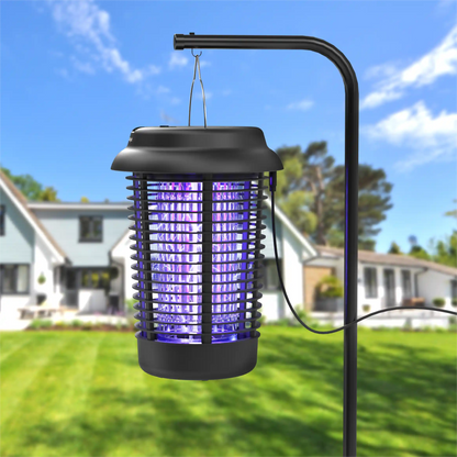Outdoor Bug Zapper UV Light - Electric Insect Killer Pest control Devices mosalogic An_outdoor_electric_shock_ultraviolet_mosquito_killer_is_hung_on_a_pole.
