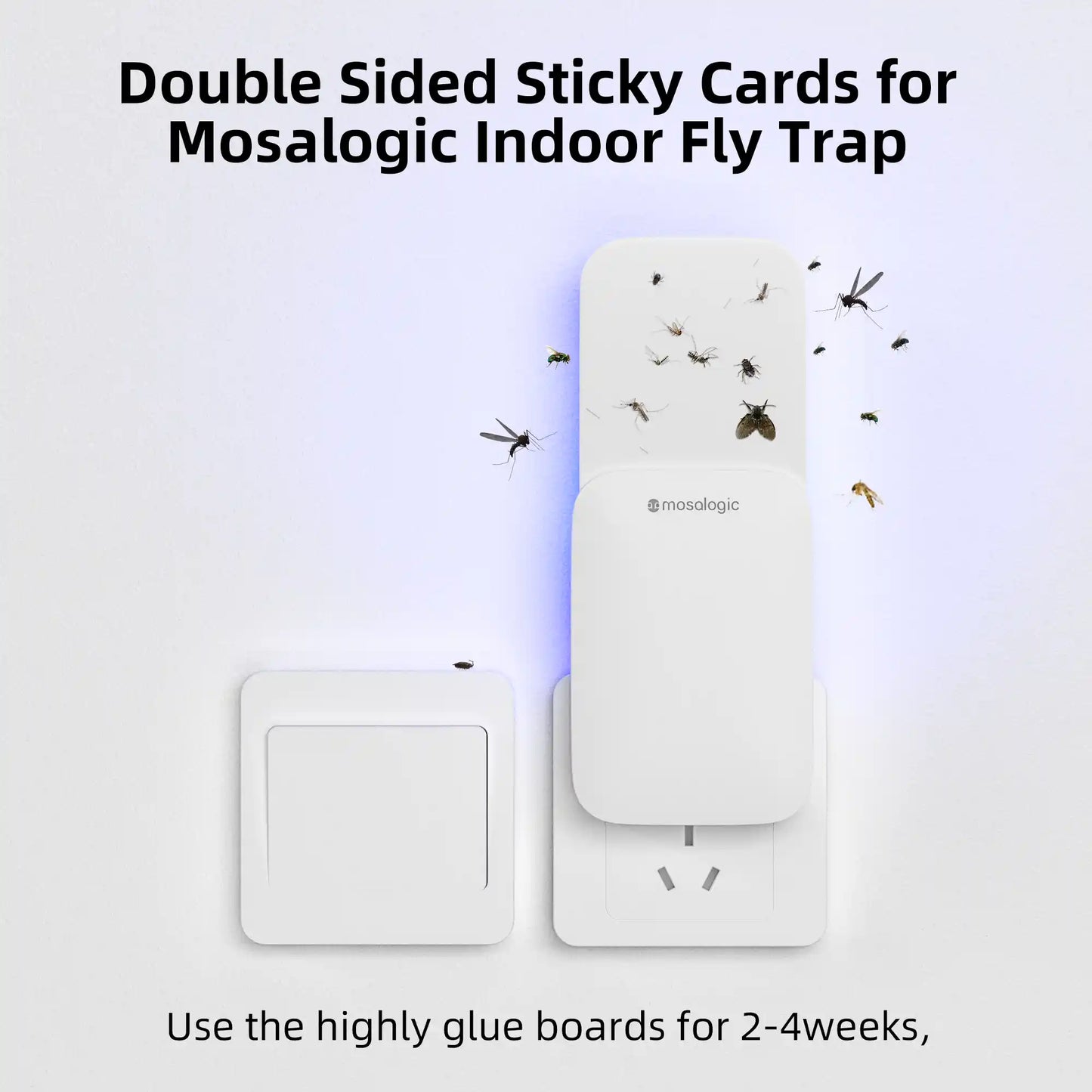 Mosalogic Sticky Glue Cards Refills (5 Pack) Pest Control Refills mosalogic Double_Sided_Sticky_Cards_for_Mosalogic_Indoor_Fly_Trap