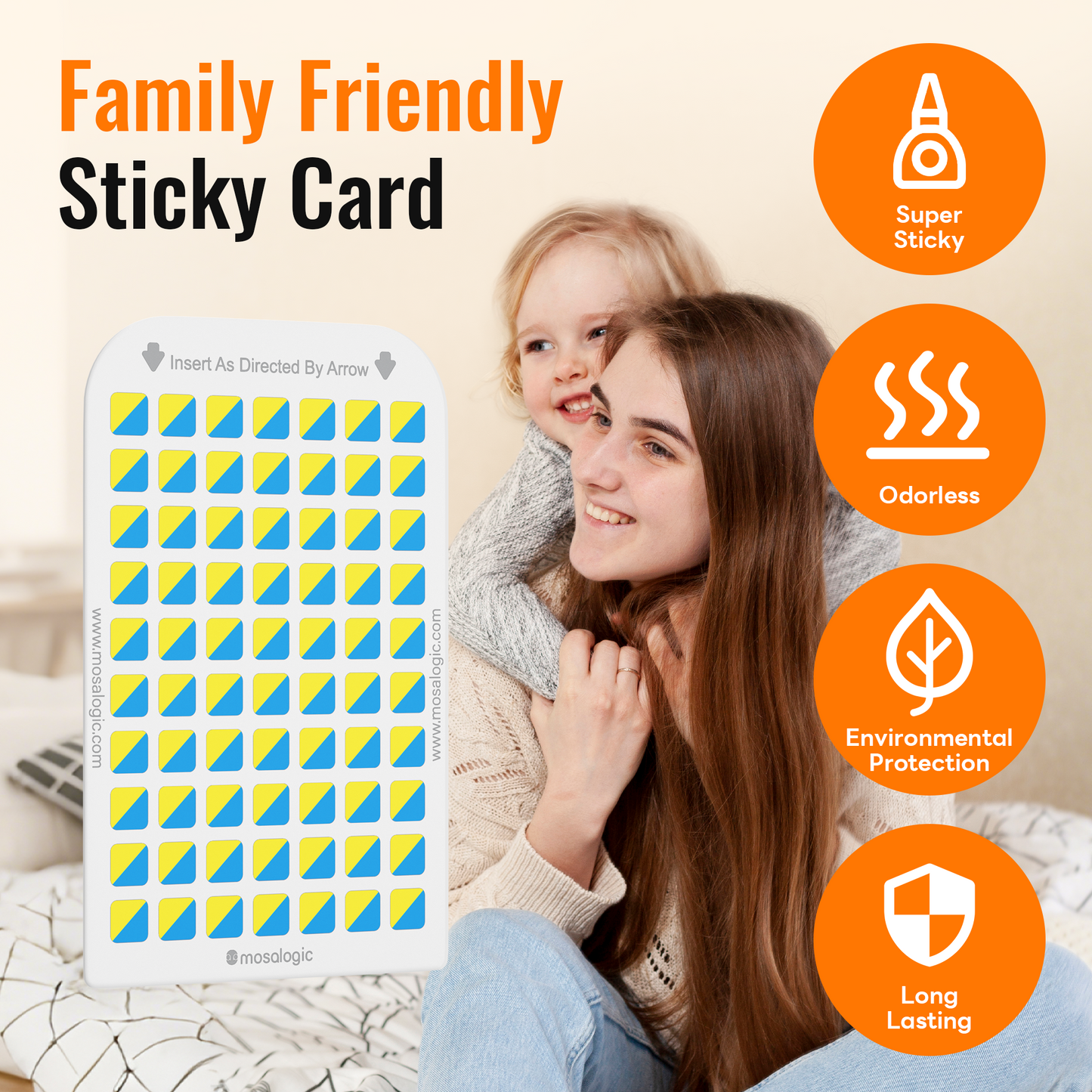 Mosalogic Sticky Card Plug Refill Replacement Glue Cards-10pack Fly Trap Refills & Sticky Cards mosalogic Easy-to-install_sticky_card_refills_for_fruit_fly_traps