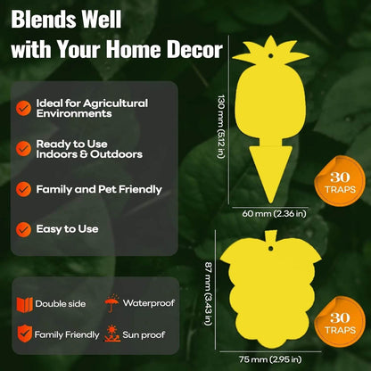 Yellow Sticky Traps for Plants - Gnat Killer 30/60 Pack Pest Control Devices mosalogic Indoor_fruit_fly_trap_installation_and_usage_demonstration