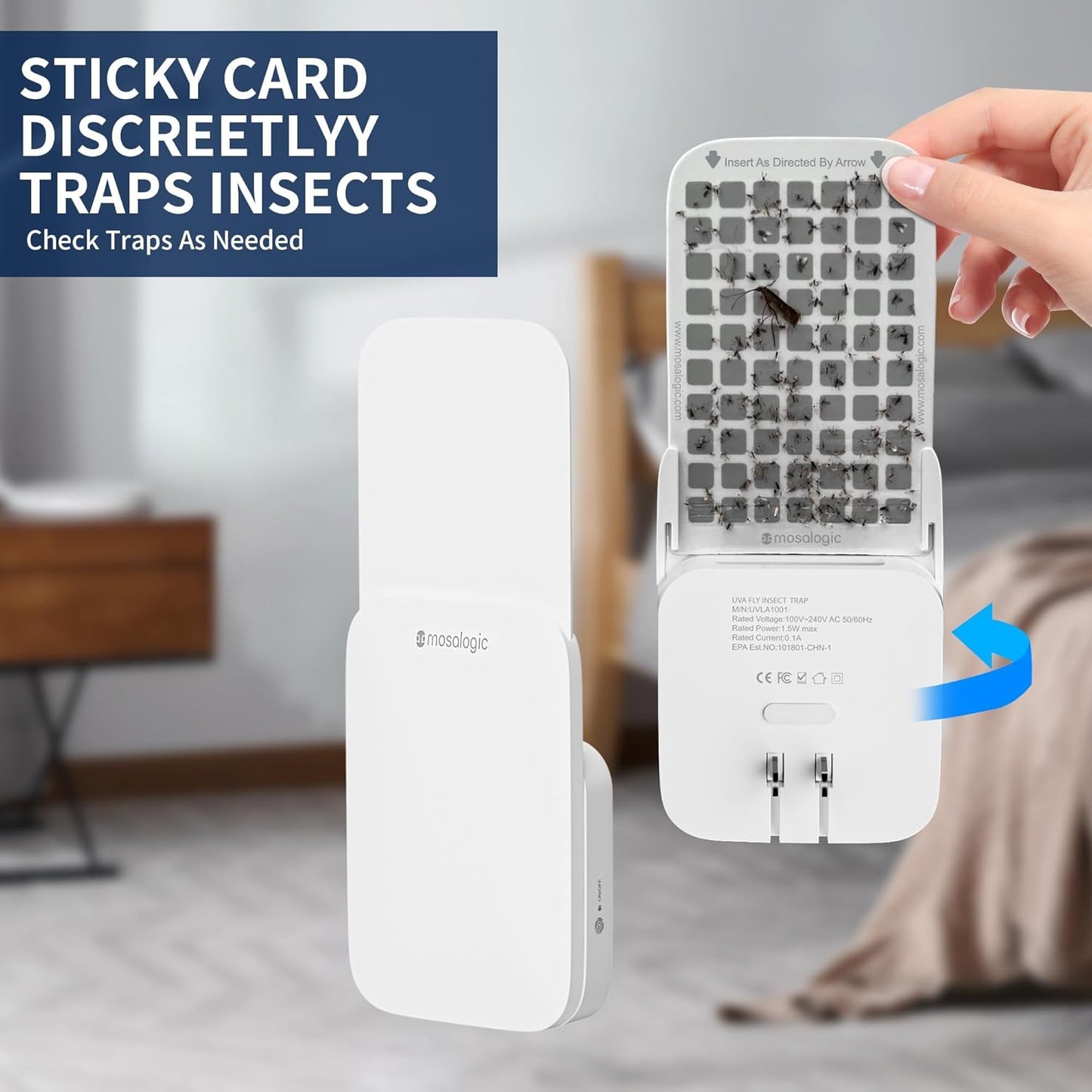 Mosalogic Fruit Fly Traps for House Use Gnat Trap Flying Insect Trapper Pest Control mosalogic STICKY_CARD_DISCREETLYY_TRAPS_INSECTS_Check_Traps_As_Needed