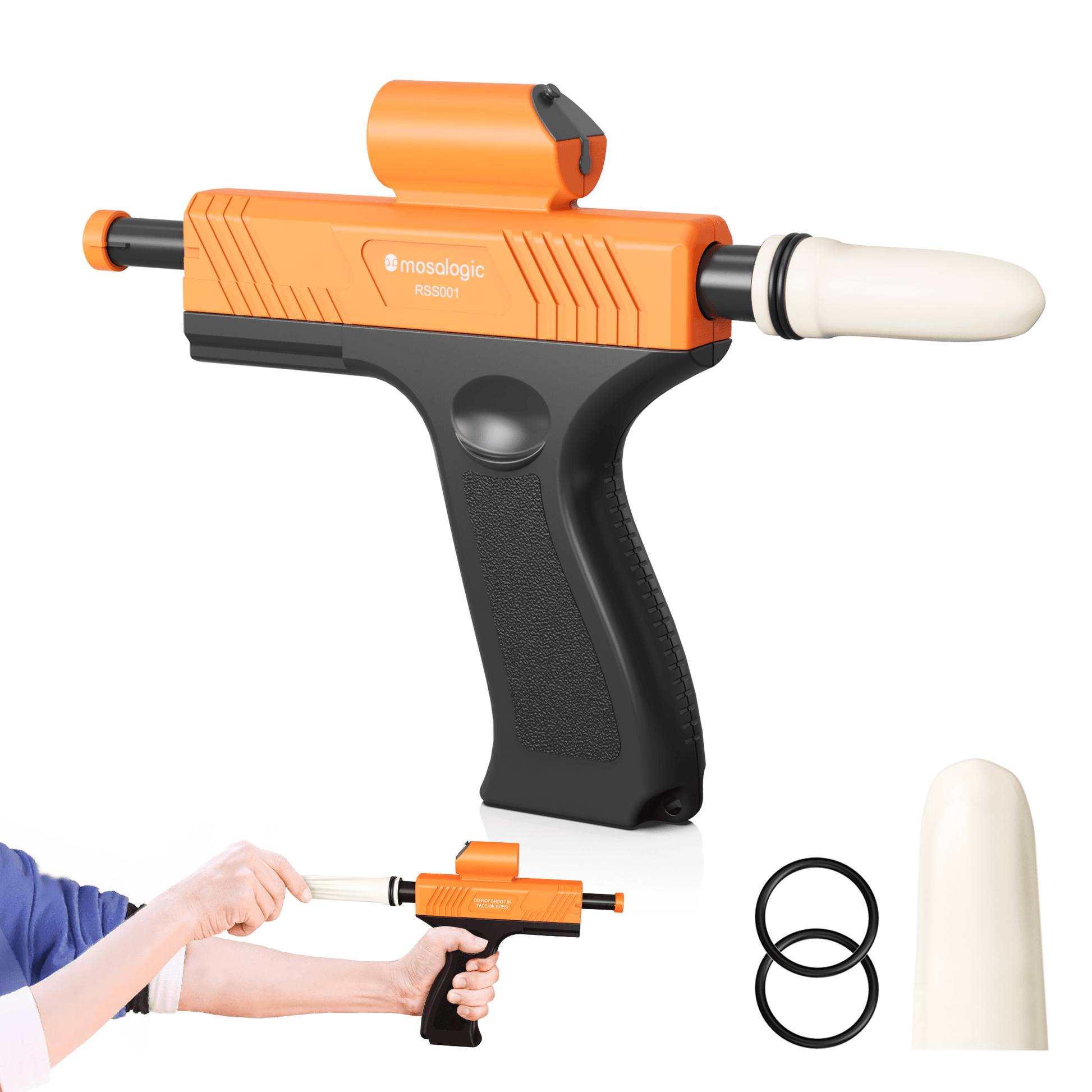 Salt Gun Fly Killer - 150 Shots Non-Toxic | Mosalogic Orange Black Pest Control mosalogic The_components_included_in_the_salt_gun