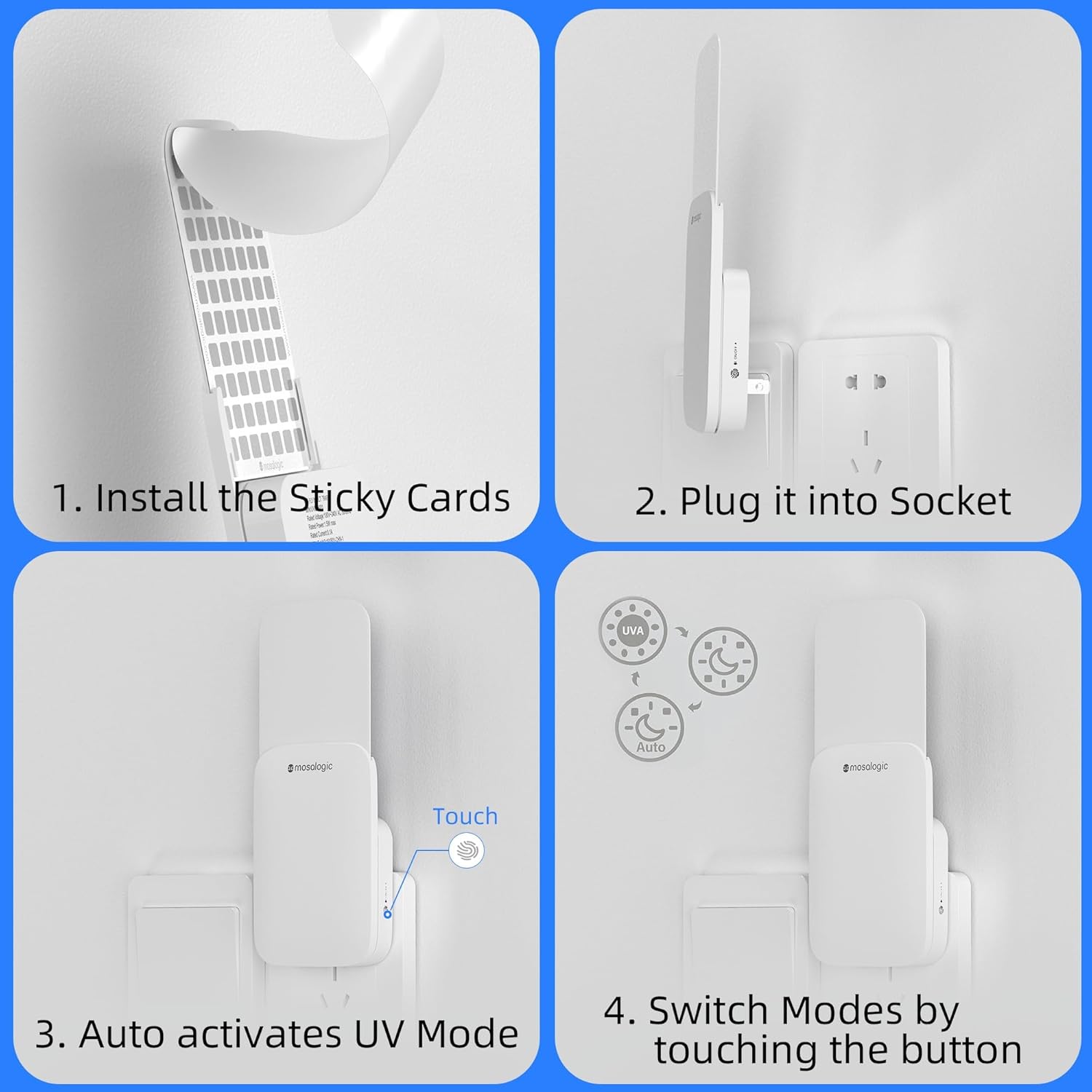 Mosalogic Fruit Fly Traps for House Use Gnat Trap Flying Insect Trapper Pest Control mosalogic UVA_indoor_fly_trap_Usage_steps