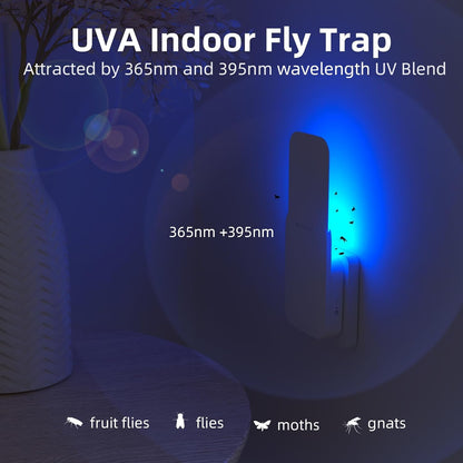 Mosalogic Fruit Fly Traps for House Use Gnat Trap Flying Insect Trapper Pest Control mosalogic UVA_indoor_fly_trap_attracted_by_365nm_and_395nm_wavelength_UVblend